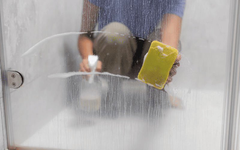 how to clean glass shower doors with hard water stains