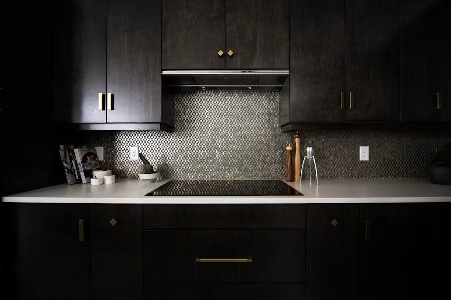 Newly installed kitchen backsplash tile