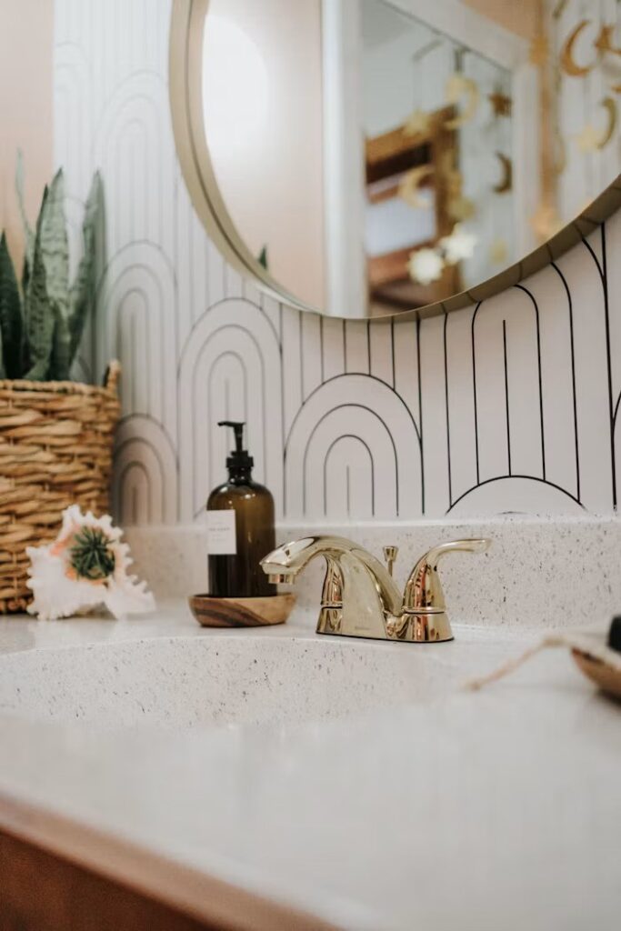 Budget bathroom renovation with updated fixtures