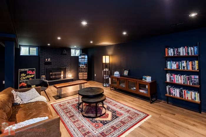 Finished basement transformed into a functional living space