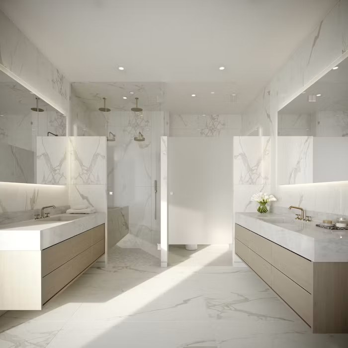 Modern remodeled bathroom design
