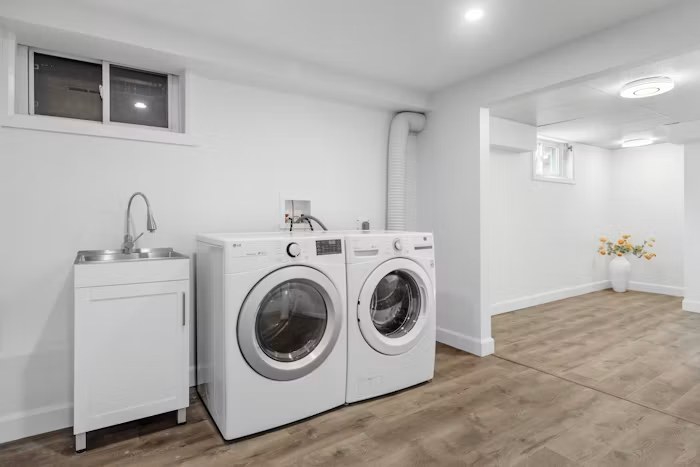 Newly installed basement flooring