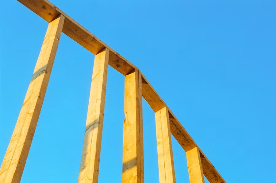 Framed 2x4 wall in a home under construction
