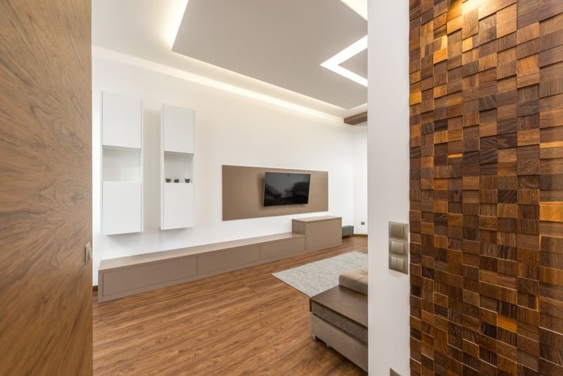 Modern TV feature wall in a living room